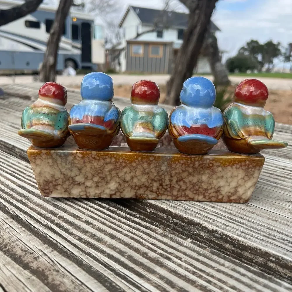 Vintage Hand Painted Ceramic Bird Tray Rustic Pottery Catchall Farmhouse Dish
